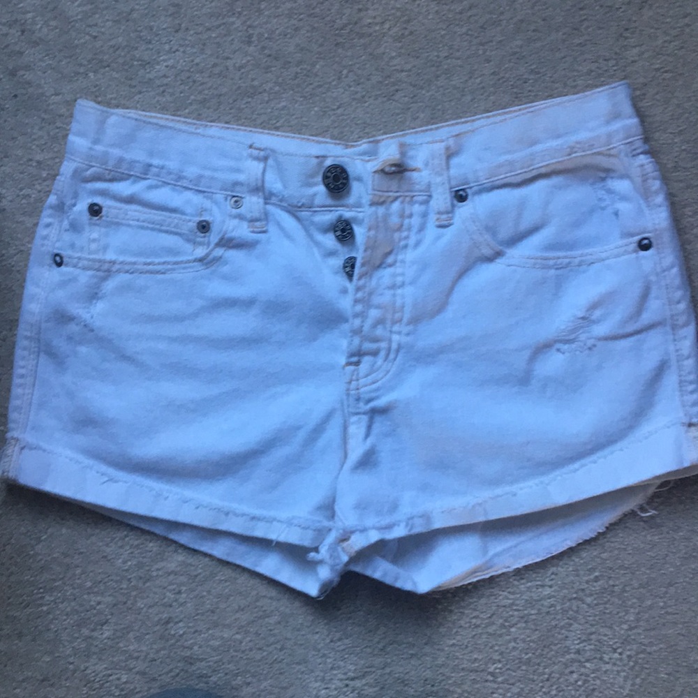 BDG white jean shorts